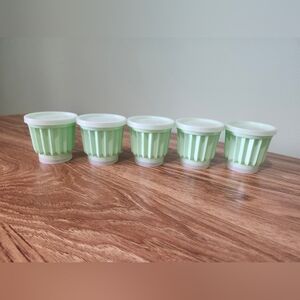 VINTAGE Tupperware Green Mint Set of 5 Jel-ette Dessert Jell-O Mold w/Seals Lids